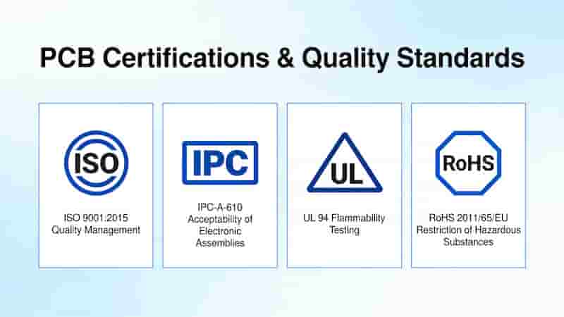 PCB certifications ISO IPC UL RoHS quality standards