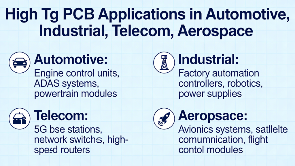 High Tg PCB applications in automotive industrial telecom aerospace