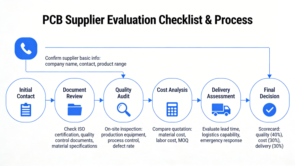 PCB supplier evaluation checklist and process