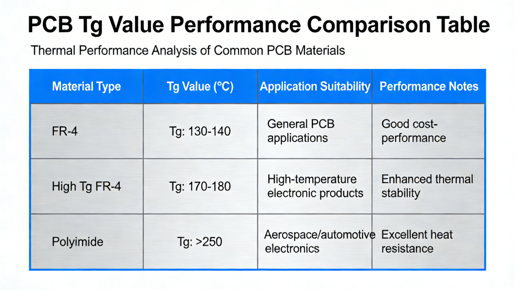 PCB Tg Value Comparison Table Thermal Stability