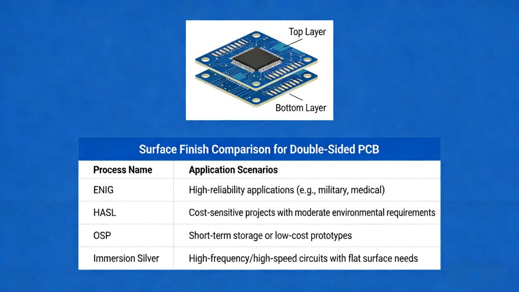 Comparison Chart of Surface Finishes for Double-Sided PCBs