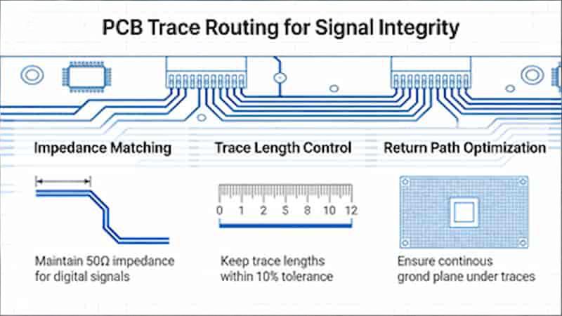 PCB trace routing for signal integrity