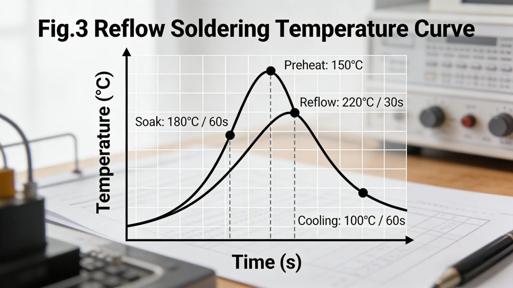 Reflow soldering temperature profile for SMT PCB assembly