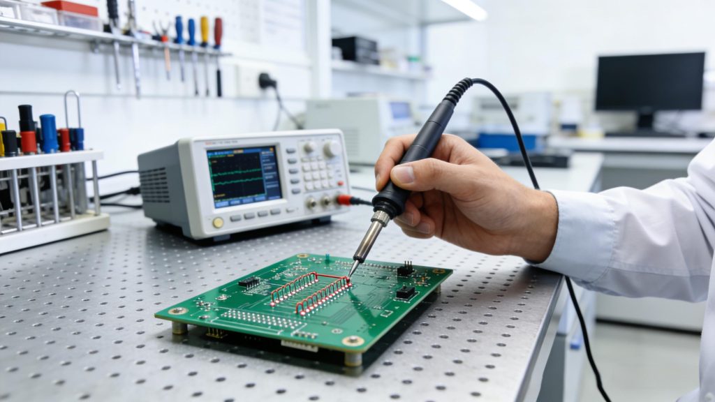 Engineer Testing PCB Prototype