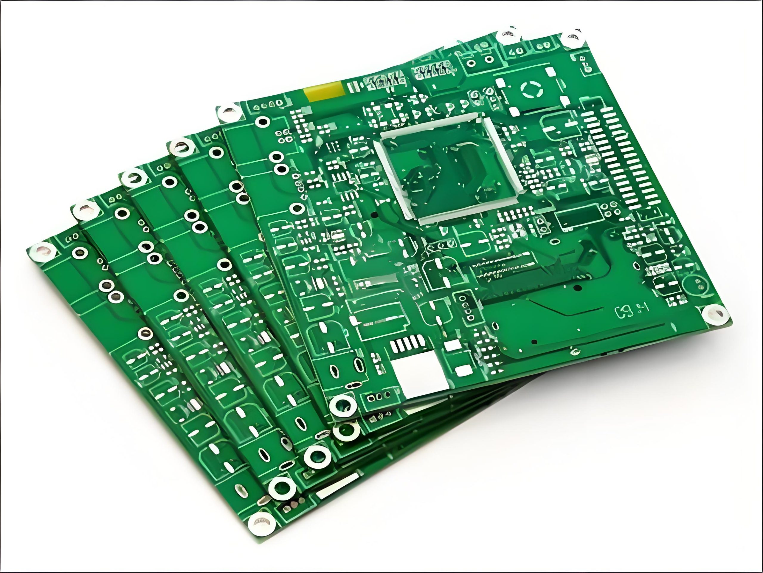 Double-sided rigid PCB showing two metal layers