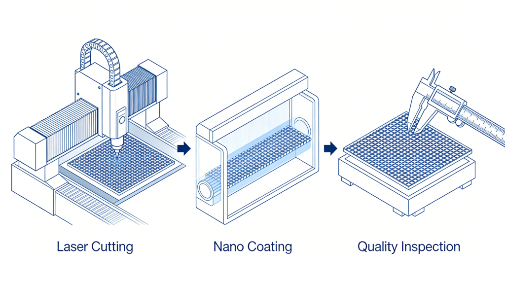 Laser cutting nano coating SMT PCB stencil production process