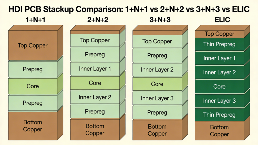 HDI PCB Stackup Types 1+N+1 2+N+2 3+N+3 ELIC