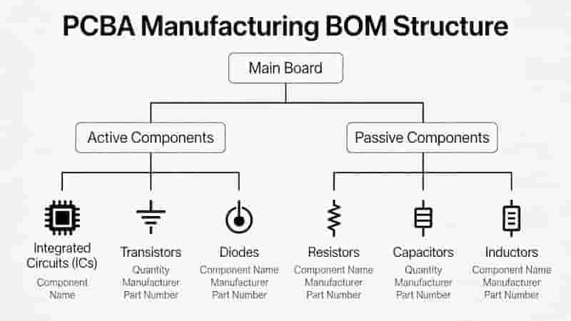 PCB BOM Structure Diagram for PCBA Manufacturing