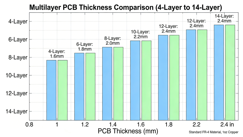 4-layer PCB stackup standard thickness configuration