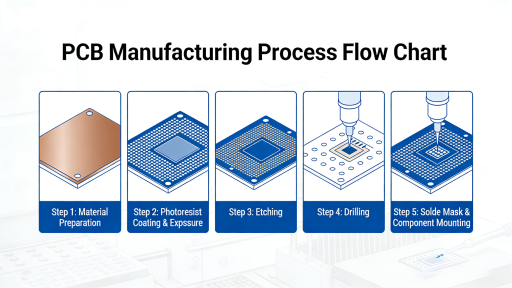 PCB manufacturing process flow chart
