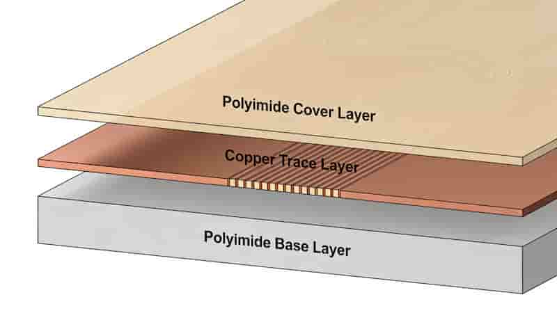 Single layer flexible PCB structure polyimide flex circuit