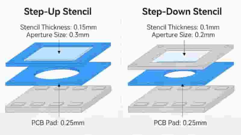 Step-Up vs Step-Down Stencil for PCB SMT