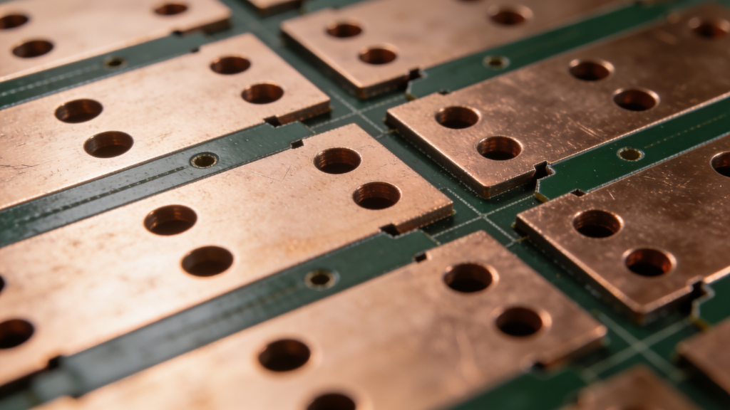 Drilled PCB panels ready for copper plating process