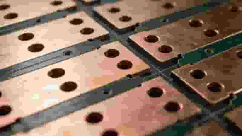 Drilled PCB panels ready for copper plating process