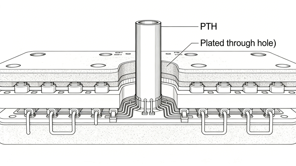 PTH blind via buried via structure for PCB