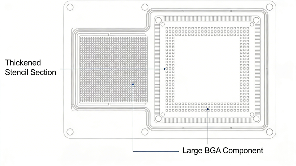 Step Up Stencil for SMT PCB Large Component Solder Paste