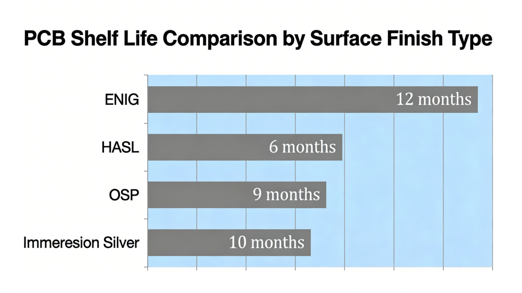 PCB shelf life comparison by surface finish for printed circuit board