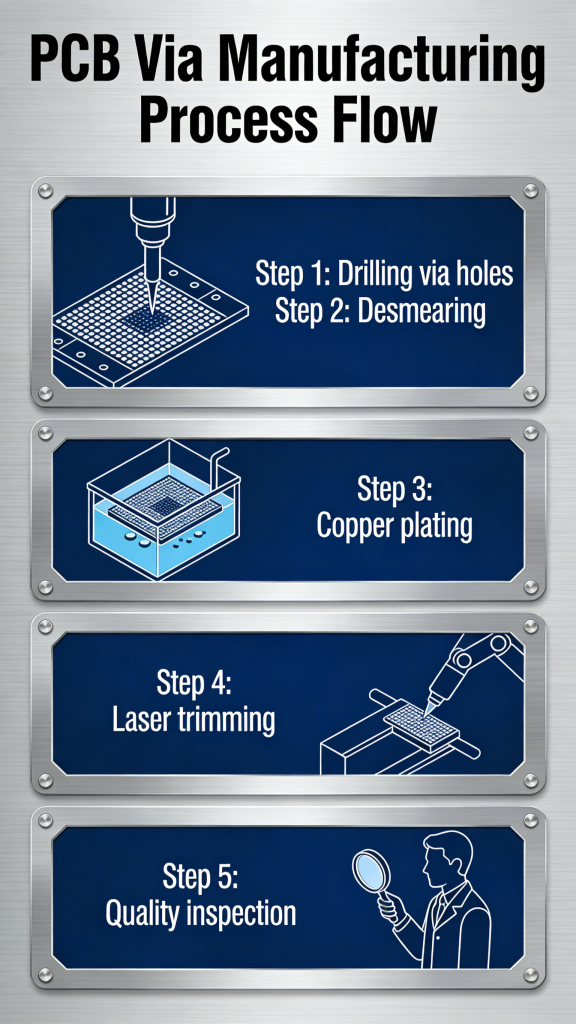 PCB via components barrel pad antipad illustration