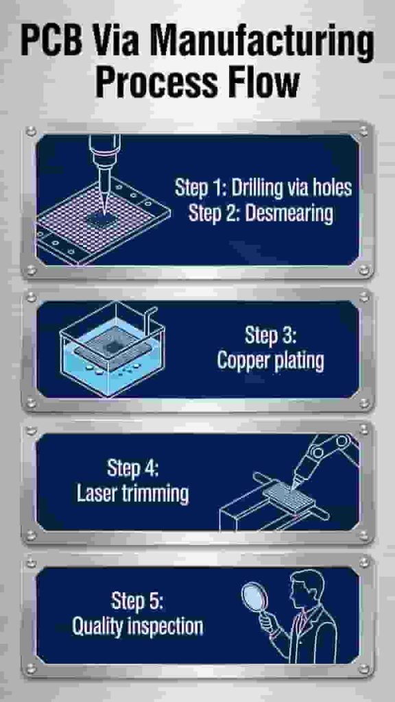 PCB via components barrel pad antipad illustration