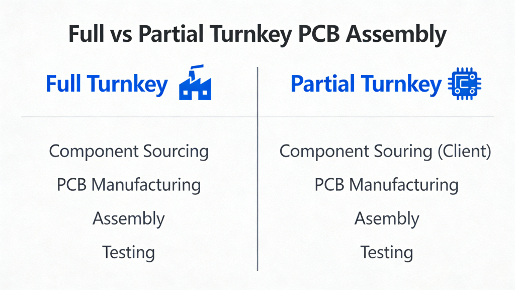 Full vs Partial Turnkey PCB Assembly Comparison