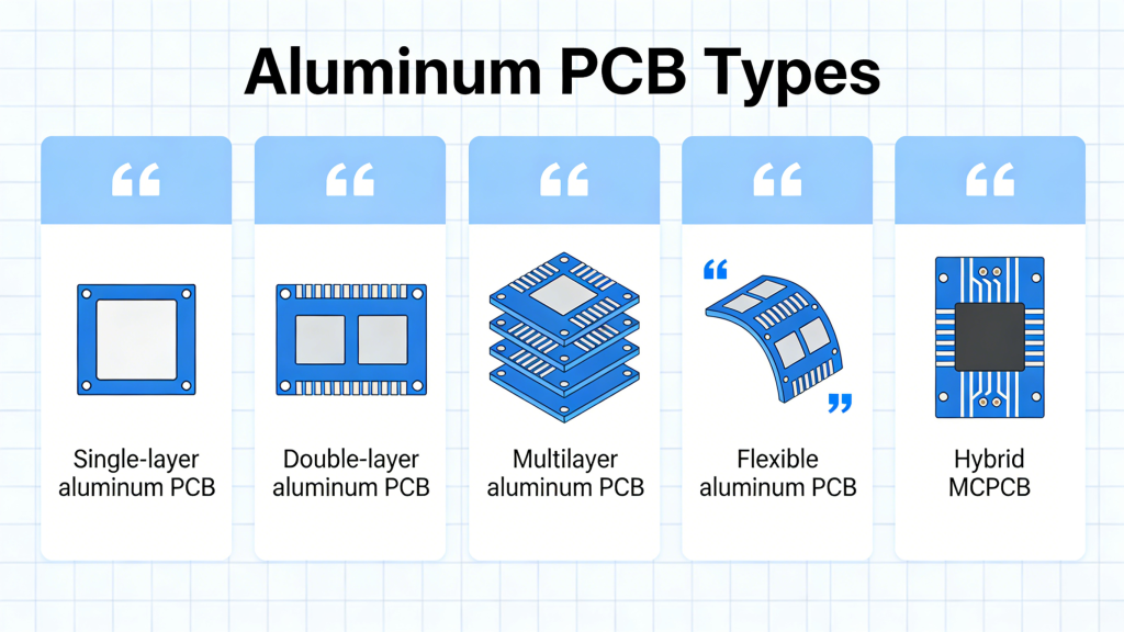 Aluminum PCB types single double multilayer flexible hybrid MCPCB