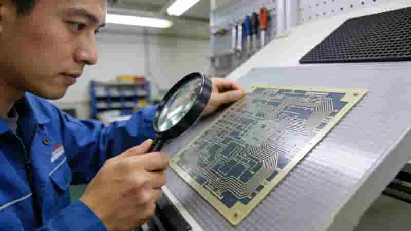PCB stencil quality control inspection under magnification