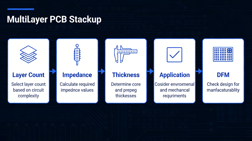 Multilayer PCB stackup and thickness selection guide flowchart