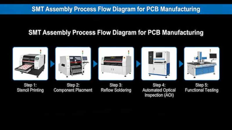 SMT assembly process flow for PCB manufacturing
