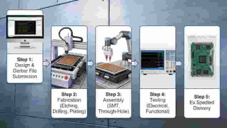 Expedited PCB manufacturing process for quick turnaround production