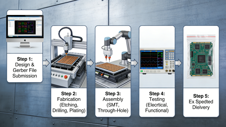 Expedited PCB manufacturing process for quick turnaround production