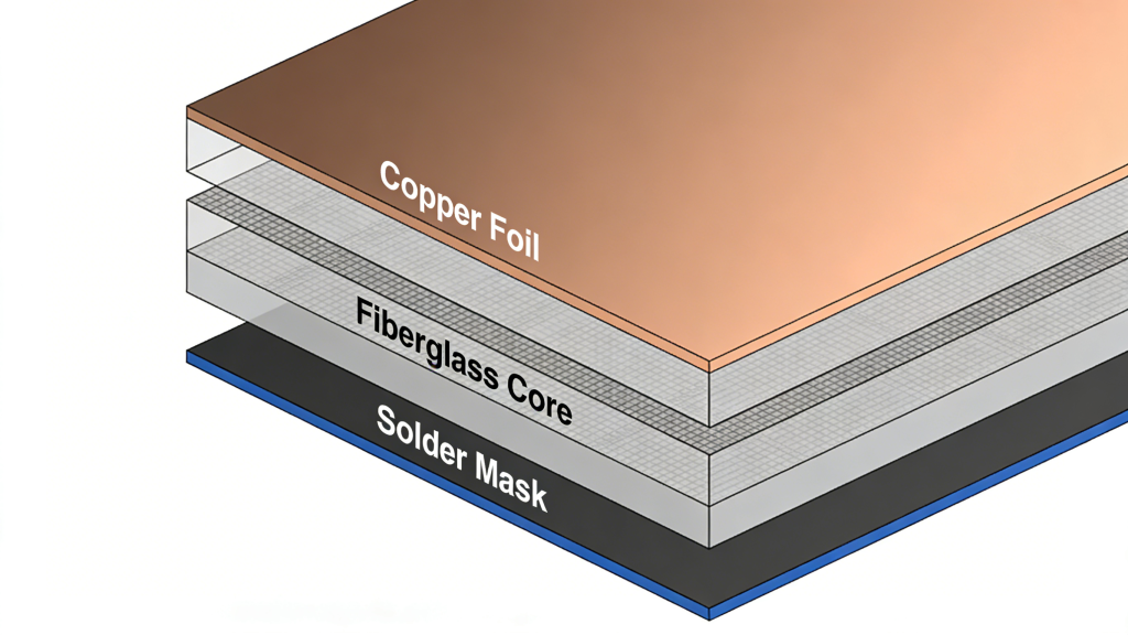 FR4 PCB layer structure fiberglass epoxy copper