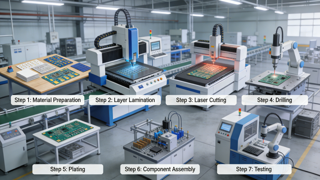 Complete Rigid-Flex PCB manufacturing and assembly process flow