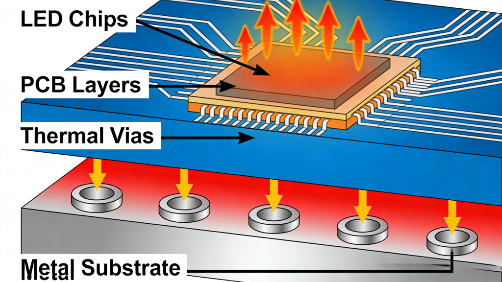 LED PCB working principle heat dissipation thermal path