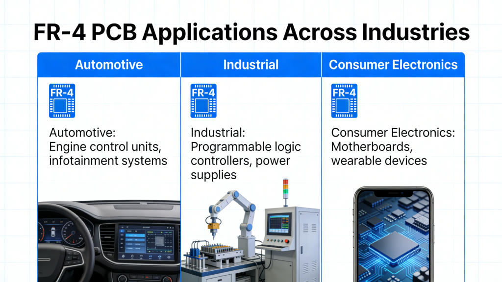 FR-4 PCB applications industrial automotive consumer electronics