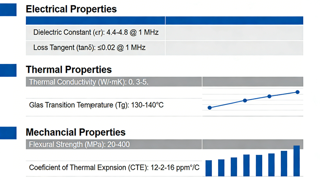 FR-4 PCB electrical thermal mechanical properties chart