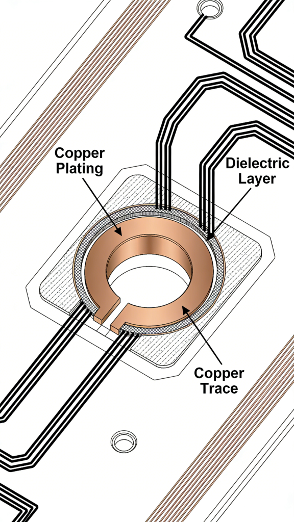 PCB via structure cross section diagram