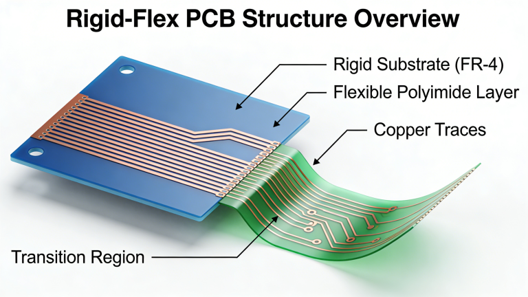 Rigid-Flex PCB structure layers flex core rigid FR4 prepreg coverlay