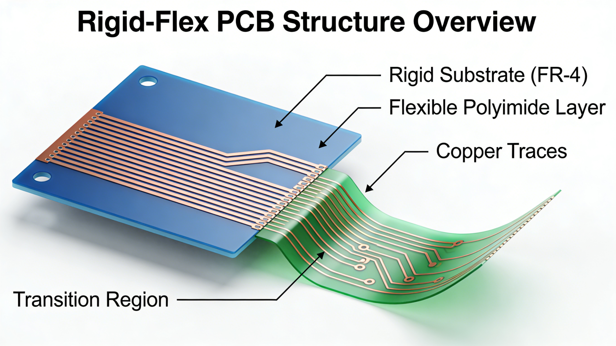 Rigid-Flex PCB structure layers flex core rigid FR4 prepreg coverlay