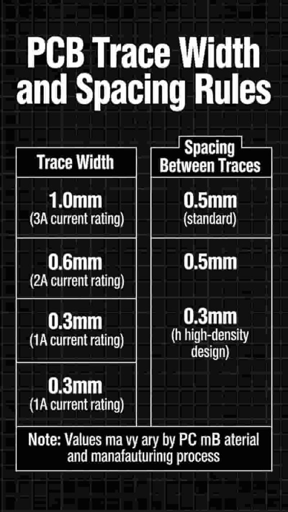 PCB trace width and spacing rules for production and IPC standards