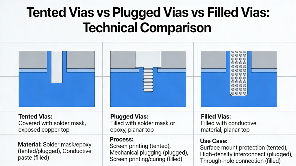 Tented vias IPC 4761 types one side double side