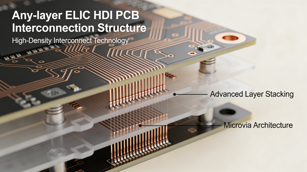 Any-layer ELIC HDI PCB interconnection structure
