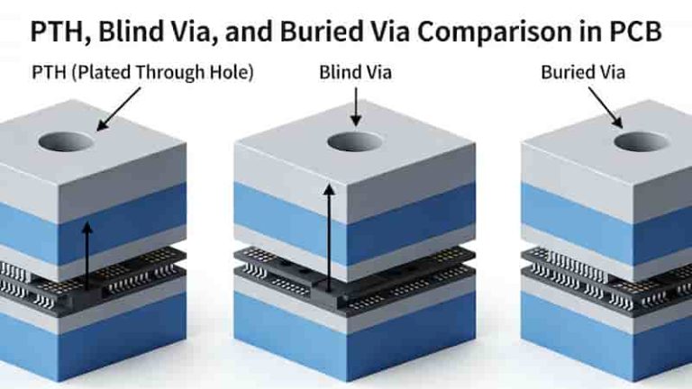 PTH, blind via, buried via comparison diagram for PCB design