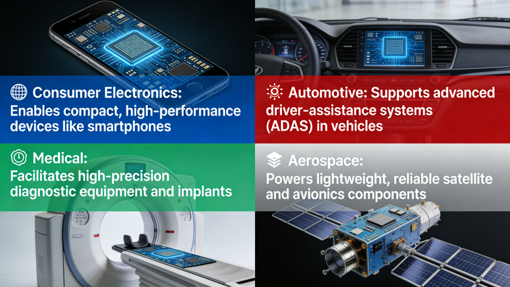 Microvia PCB applications consumer automotive medical aerospace