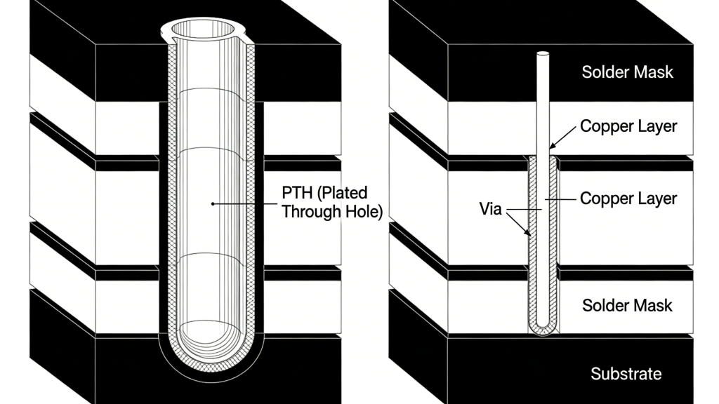 PTH and Via Structure in Multilayer PCB