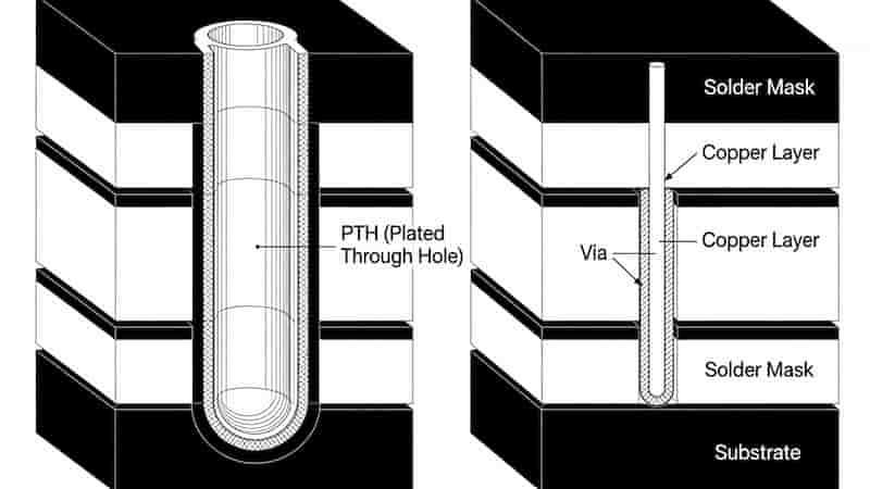 PTH and Via Structure in Multilayer PCB