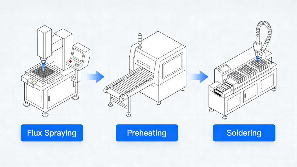 Selective Wave Soldering Process Flow Chart for PCB Manufacturing