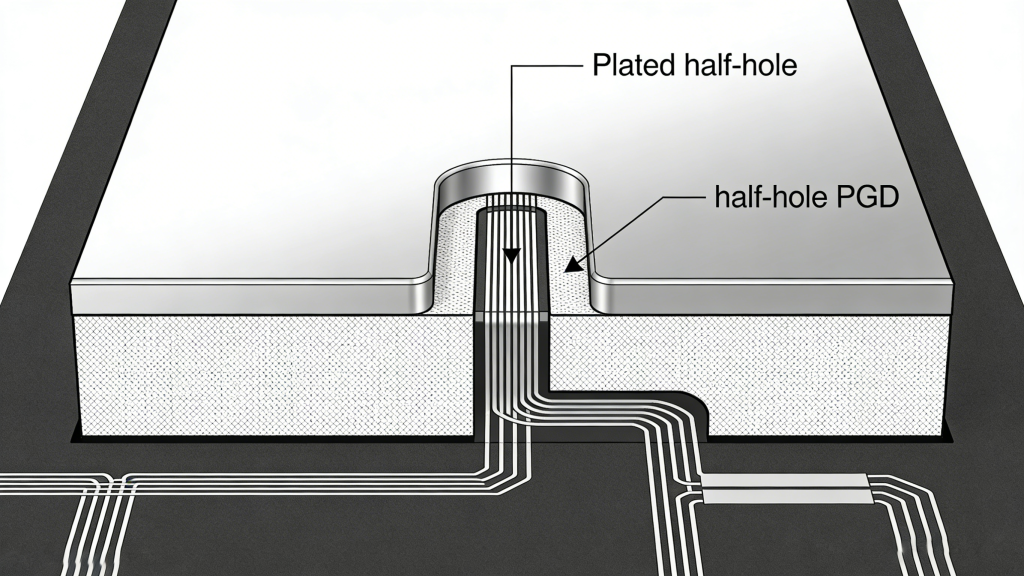 Cross Section of Plated Half-Hole PCB Structure