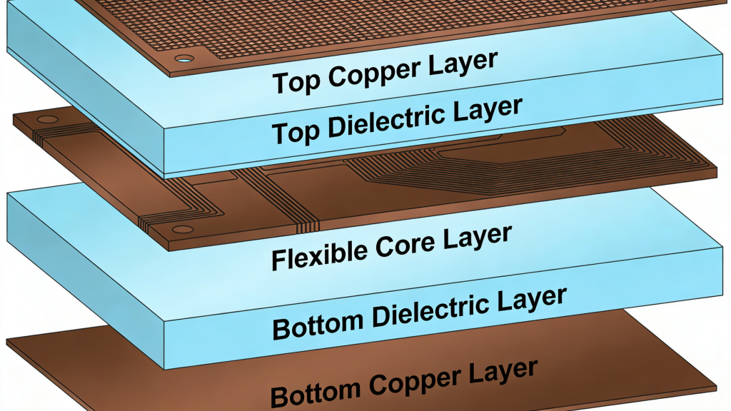 Double-Sided Flexible PCB Stackup Structure