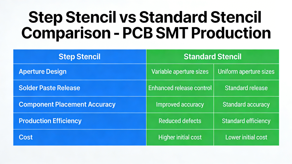 Step Stencil vs Standard Stencil Comparison PCB SMT Production