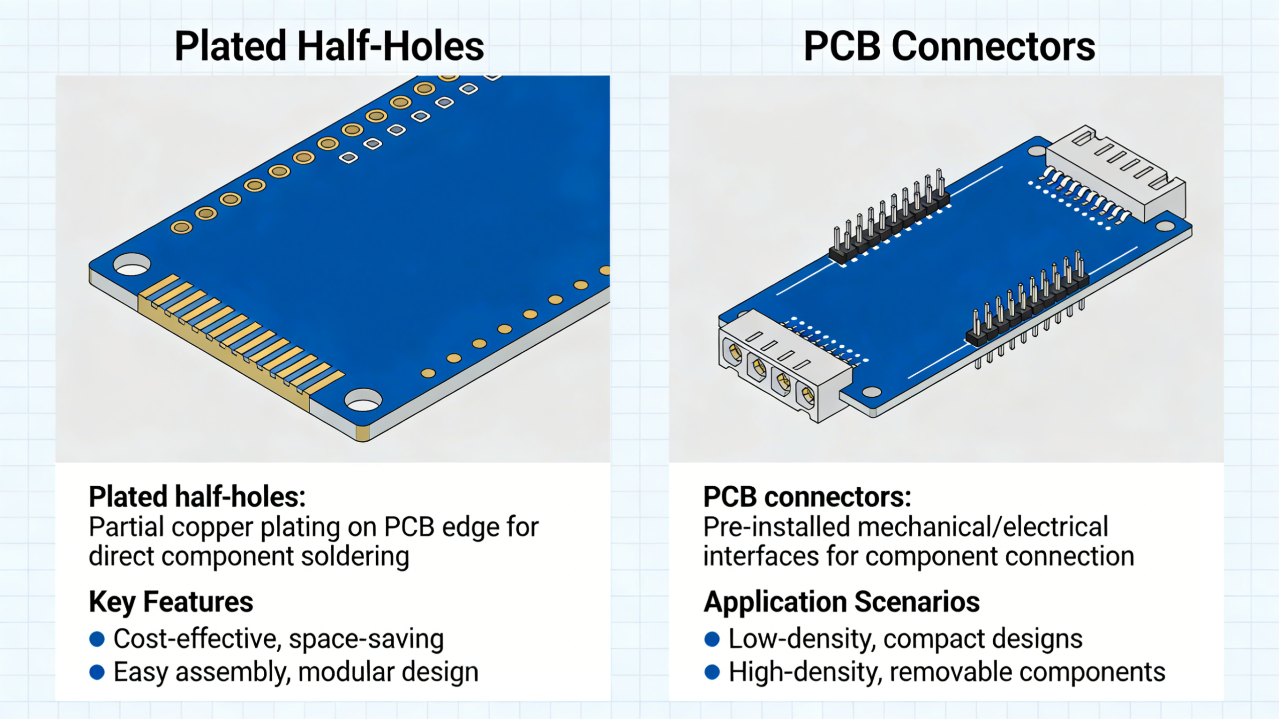Castellated Holes PCB Benefits - Advantages of Plated Half-Holes in Electronics